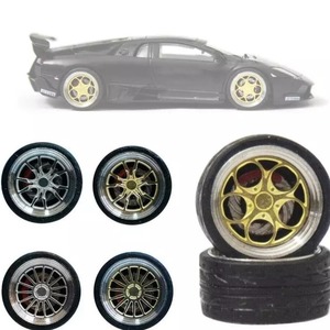 Cerchio in lega modificato da 11 mm 1/64 per modellini <span class=keywords><strong>auto</strong></span> con funzione freno a disco, versione con pneumatici in gomma larghezza 52 mm, mozzo ruota per modellini <span class=keywords><strong>auto</strong></span> - Product Image 1