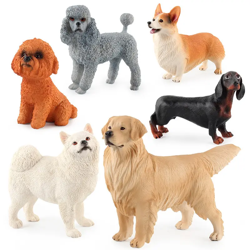 - simulation dog model set Solid Dachshund Golden Retriever Cocker Spaniel Great Dane static hand toy