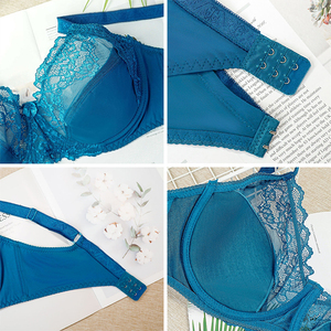 Sujetador de Encaje Sexy con Copa Delgada 38 40 42 44EF, Talla Grande, para Mujeres con Busto Grande, con <span class=keywords><strong>Push</strong></span>-<span class=keywords><strong>Up</strong></span>, con Aros, Tejido Sólido - Product Image 5