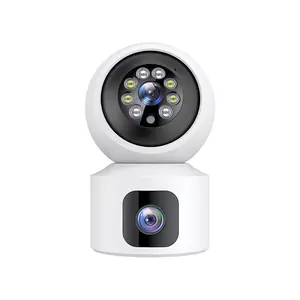 Kamera CCTV IP pintar nirkabel 1080P, lensa ganda layar ganda untuk kantor rumah, pengawasan keamanan jaringan CCTV dalam ruangan V380 Pro