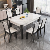 Table à Manger Rectangulaire Extensible en Bois Massif et Ardoise, Design Moderne et Simple, Luxe Accessible pour Salon de Maison ou Petit Appartement, Modèle 2025