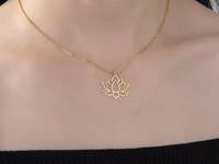 Femmes collier bijoux acier inoxydable 18K or Lotus pendentifs collier argent Lotus fleur collier