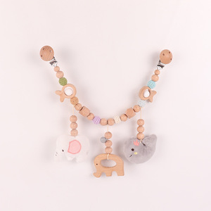 Catenella Portaciuccio Fatta a Mano con Perline in Legno per Neonati, Giocattolo da Appendere al Passeggino per la Dentizione del Bambino, con Elefante, Stella, Nuvola e Foglia - Product Image 5
