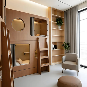 Lit superposé compact en bois de haute qualité <span class=keywords><strong>pour</strong></span> hôtel <span class=keywords><strong>capsule</strong></span> commercial, lits superposés <span class=keywords><strong>pour</strong></span> adultes, capsules de sommeil japonaises silencieuses, mobilier d'auberge - Product Image 2