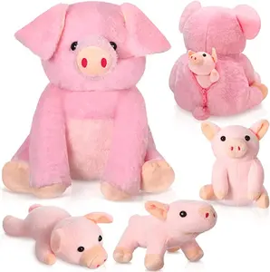 Ensemble de jeu d'animaux en peluche cochon personnalisé avec 3 pièces bébé cochon cochon cadeau pour filles enfants cochon rose en peluche mignon