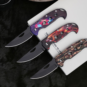 Couteau de poche pliable de camping DIY de qualité OEM personnalisable, couteau de pirate de château, lame en acier inoxydable D2, manche en plastique HK - Product Image 3