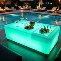 Table de bar d'extérieur avec seau à glace, mobilier LED, télécommande, 16 couleurs changeantes, étanche, table lumineuse en plastique pour boîte de nuit