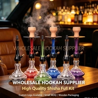 Chicha moderne à LED en aluminium courbé avec laque écologique et 2 flexibles en silicone pour fumer en soirée et en voyage