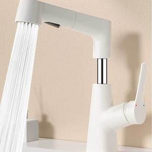 Grifos de lavabo monomando con válvula cerámica, rociador extraíble, montaje en cubierta, un solo orificio - Product Image 1