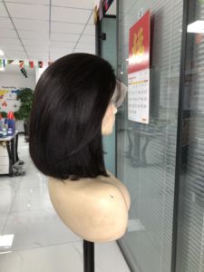 Perruques de cheveux humains Bob lisses à double tirage Perruque frontale en dentelle pour femmes Prix de gros d'usine Noir naturel 8-14 pouces en stock 13*4 - Product Image 5