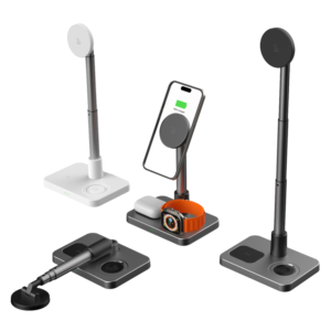 Station de charge sans fil magnétique pliable multifonctionnelle 6 en 1 pour <span class=keywords><strong>iPhone</strong></span>, montre intelligente, charge rapide 15W avec réveil lumineux - Product Image 1