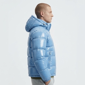 Chaqueta Acolchada con Capucha para Hombre, Color Gris Brillante, Resistente al Viento, Rellena de Plumón, Informal, para Invierno, con Cierre de Cremallera, Corte Regular, 2026 - Product Image 5