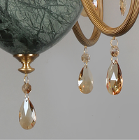 Lustre en verre de style européen de luxe, cadre en bronze, hauteur réglable, LED à intensité variable, salon, hôtel, villa, décoration intérieure haut de gamme