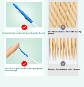 Cure-dents interdentaires en silicone avec fil, brosses à dents jetables pour le nettoyage buccal - Product Image 6