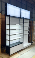Kwalitatief hoogwaardig stalen LED-lichtbox displayrek, zwaar belastbaar, verstelbaar, voor supermarkt/kruidenierswinkel, met verlichte reclame
