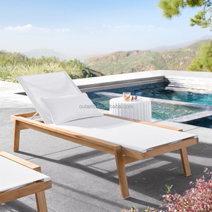 Chaise longue réglable <span class=keywords><strong>en</strong></span> teck massif de qualité supérieure avec corde tissée Chaise longue de piscine pliante de luxe pour jardin et terrasse - Product Image 1