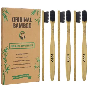 Kostenlose Probe Ultra Natural Nano Charcoal Biologisch abbaubare Bambus-Zahnbürste für die Heimreise mit weichen, personal isierten Borsten