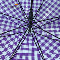 Parapluie de transport YS-1160 à ouverture automatique, poignée en J, en plastique transparent, personnalisé, motif écossais POE, semi-automatique, imprimé