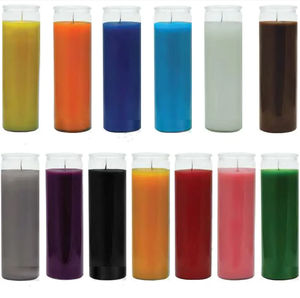 เทียนขี้ผึ้งสีน้ําเงินและสีขาว เหมาะสําหรับวัด วางค์อธิษฐาน และอธิษฐาน - ชุดเทียนขวดแก้วไม่มีกลิ่น - - Product Image 4