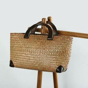 Sac d'été vintage pour femme, tissé à la main, en rotin, portable, avec fermeture éclair, sac de paille en gros pour les vacances à la plage - Product Image 1