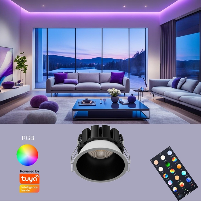 Custom Design Rgb Waterproof Downlight Smart Home System Dimmable Ceiling Light Alexa Smart Led Downlight Adjustable Downlight