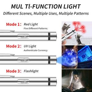 Pointeur laser pour chat, 5 motifs réglables, recharge USB, affichage UV, lumière noire, 3 modes, entraînement, chasseur, jouet interactif pour animaux de compagnie, chien - Product Image 2