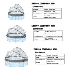 Cúpula para Piscina de PVC de 15 Pies, Verano 2026, Envío desde Almacén en EE. UU., Cubierta Impermeable con Protección UV y Parasol para Piscinas de 185 Pulgadas - Product Image 6