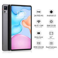 Tablette Tactile de Luxe 12 Pouces 5G Wi-Fi 4G avec Carte SIM Android 13 Octa Core RAM 16Go ROM 256Go Écran 2K Incell