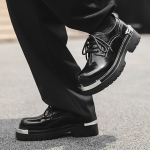 Chaussures habillées de luxe pour hommes, confortables, style Oxford, plateforme, résistantes, en PU, rehaussantes, à lacets, formelles, fermées - Product Image 6