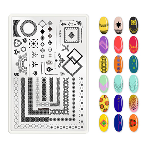 51 Styles XL Nail Stamping Plate soutenu avec des images à carreaux et des personnages <span class=keywords><strong>de</strong></span> dessins animés DIY Nail Tool - Product Image 6