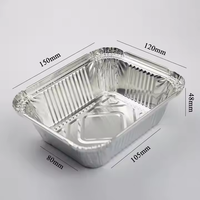 1Lb No.2 Boîte à lunch jetable en aluminium avec couvercle en plastique PET 15x12x5cm Emballage alimentaire de qualité alimentaire
