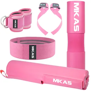 MKAS cinghie imbottite in Pu protette per sollevamento pesi cuscino antiurto cuscino per bilanciere personalizzato rosa per spinte dell'anca Pad per bilanciere