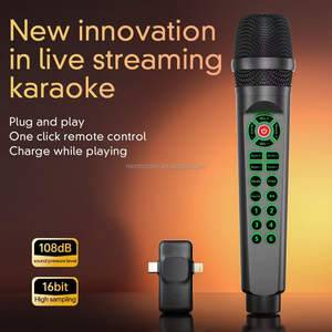 무선 다이나믹 마이크 팟캐스트 무선 핸드헬드 마이크 사운드 카드 포함 에코 트레블 베이스 폰 카라오케 노래용 - Product Image 2