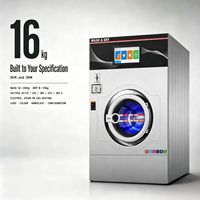 Laveuse-sécheuse combinée tout-en-un 16 kg avec écran tactile à bouton unique, paiement par carte à puce pour laverie automatique