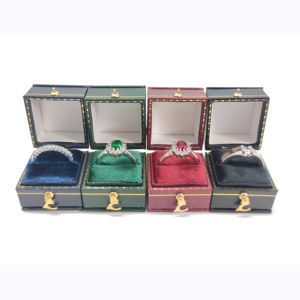 Boîte à bagues carrée miniature vintage haut de gamme, boîte de rangement pour <span class=keywords><strong>bijoux</strong></span> en papier de luxe, boîte à <span class=keywords><strong>bijoux</strong></span> pour fiançailles, mariage, cadeau, vente en gros - Product Image 1