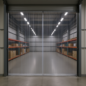 Bande de rideau en PVC pour porte, 150 pieds x 8 pouces, plastique transparent côtelé, pour entrepôts, garages, usage industriel - Product Image 3