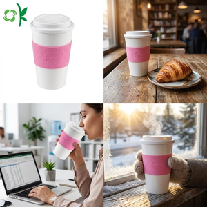 Oksilicone Durable Custom Printed Silicone Coffee Tea <strong>Cups</strong> and Saucers Design Style Protector Glass Bottle Sleeve Personalized - Product Image 2