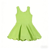 Robe moderne DH ODM pour filles, à ourlet festonné, vert néon uni, sans manches, style jupe patineuse, idéale pour pique-nique estival et tennis, tendance actuelle