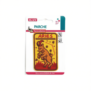 Patch in tessuto con segno zodiacale Ariete 8x5cm, termoadesiva ricamata per abbigliamento - Product Image 2