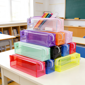 Bolsa de Almacenamiento Impermeable con Cierre de PVC Transparente con Dibujos Animados Personalizados, Bolsa de Papelería Escolar, Estuche de Lápices Kawaii para Niñas - Product Image 1