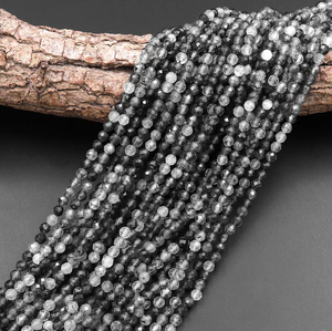 Natural Black Rutile Faceted Beads Jewelry <b>Anklet</b> <b>Bracelet</b> Women 15inch Rondelles Strands Wholesale Gemstones AMARA BR-RnFB-01 - Product Image 4