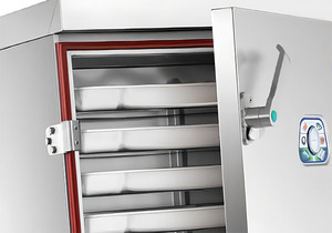 Vaporizador de alimentos comercial resistente Swenza para Fideos de arroz, camarones, albóndigas 48 bandejas Gabinete de vapor de gas - Product Image 2