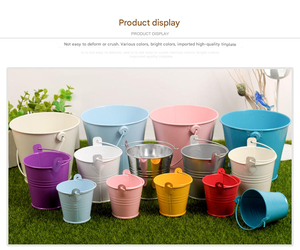 लोहे की बाल्टी के विभिन्न रंग धातु फूलों के बर्तन, शादी और घर के बगीचे की सजावट के लिए - Product Image 6