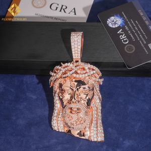 Colgante de Jesús Semipersonalizado Directo de Fábrica, Plata de Ley 925, Pasa el Test de Diamantes, Diamantes Moissanite VVS, Colgante de Jesús con Certificado GRA - Product Image 2