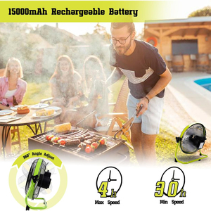 Quạt đứng năng lượng mặt trời di động 12\", 14\", 16\", sạc lại được, điều khiển kỹ thuật số, dùng ngoài trời, có cánh bằng kim loại, dùng cho nhà, xe hơi, cắm trại - Product Image 5