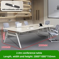 Table de conférence moderne en acier HYZ-206X pour réception de bureau, négociation et formation - 12 personnes avec prise de courant, usage commercial