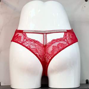 Internet Celebrity New Sexy Women's Underwear Low Waist <b>Elastic</b> <b>Lace</b> Embroidery Hot Drilling Hollow Underwear Triangle Pants - Product Image 1