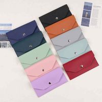 Dompet Kulit PU Modis untuk Uang Tunai, Cek, dan Uang Kertas, Tempat Penyimpanan Uang untuk Wanita, Amplop yang Dapat Digunakan Kembali, Dompet Anggaran dengan Kancing