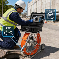 Sistema de Cámara de Inspección de Tuberías WITSON Full HD con Pantalla IPS de 10 Pulgadas, Rotación Panorámica e Inclinación, IP68, con Salida de Informe ITS