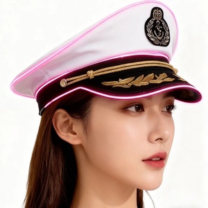 Nuevo capitán luminoso LED Sailors Cap Light up Navy Glow Dark Nautical Themed Christmas Party Costume Cosplay Fashion Props - Product Image 4